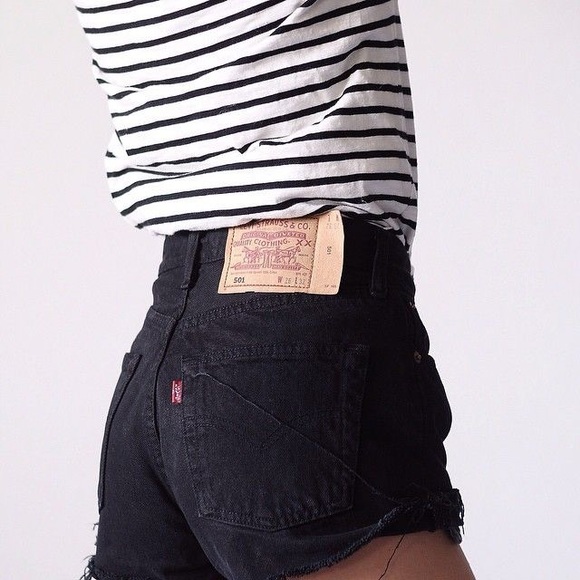 Levi's black high waisted shorts Clearance